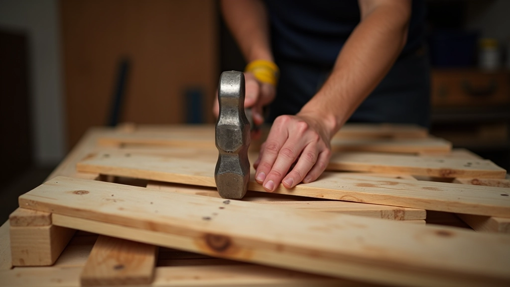 Processo passo a passo de desmontagem e preparação de uma palete de madeira para upcycling